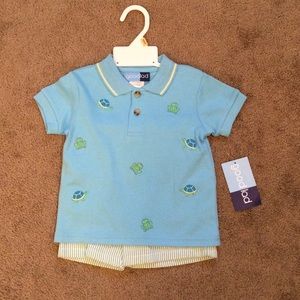 NWT Turtle & Frog Polo & Shorts Set 12Months